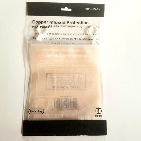Copper infused antimicrobial protective mask pouch
